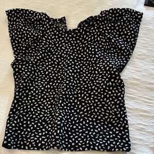 Ann Taylor Black and White Patterned Blouse